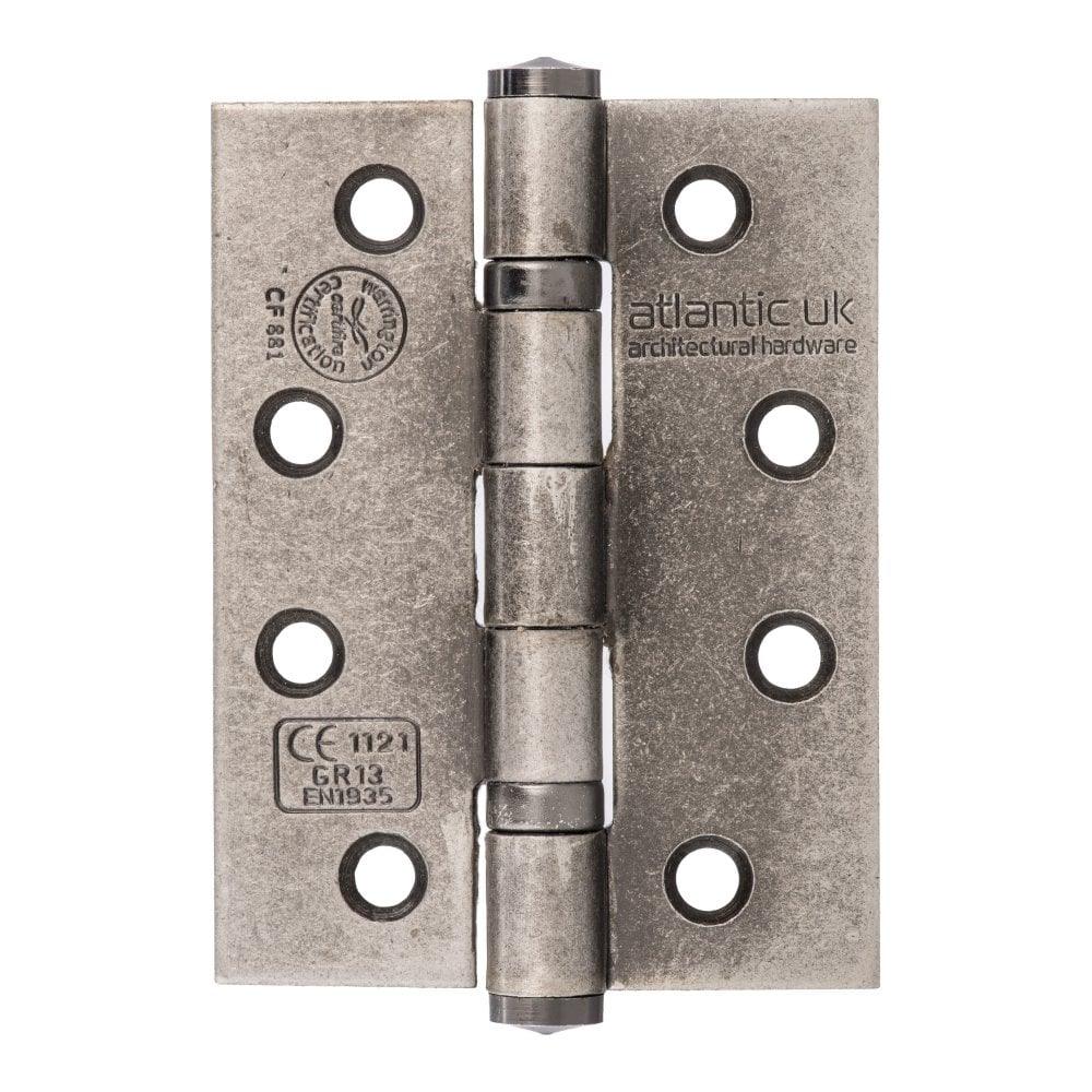 Atlantic Ball Bearing Hinges Grade 13 Fire Rated 4" x 3" x 3mm - Distressed Silver