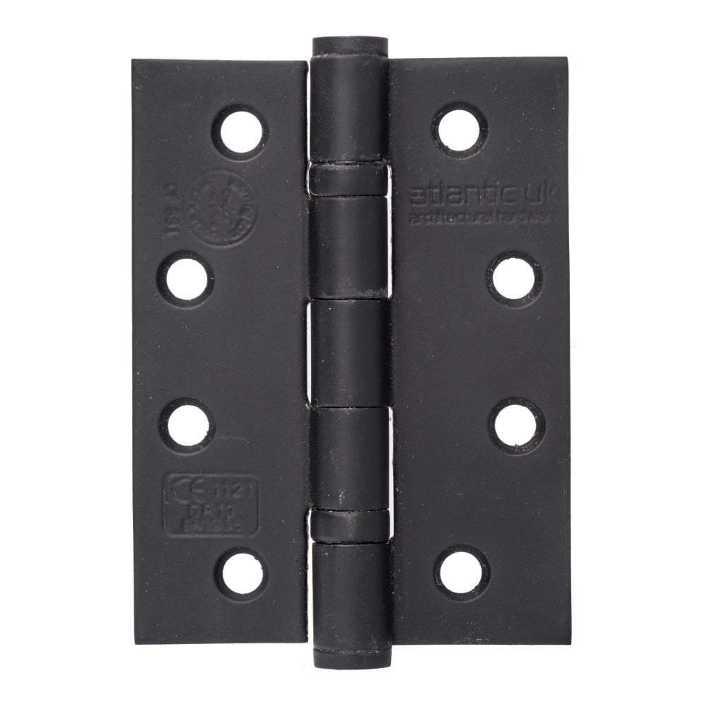 Atlantic Ball Bearing Hinges Grade 13 Fire Rated 4" x 3" x 3mm set of 3 - Matt Black