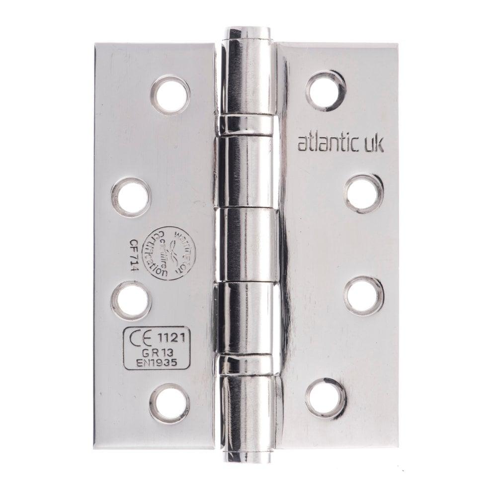 Atlantic Ball Bearing Hinges Grade 13 Fire Rated 4" x 3" x 3mm - Polished Stainless Steel