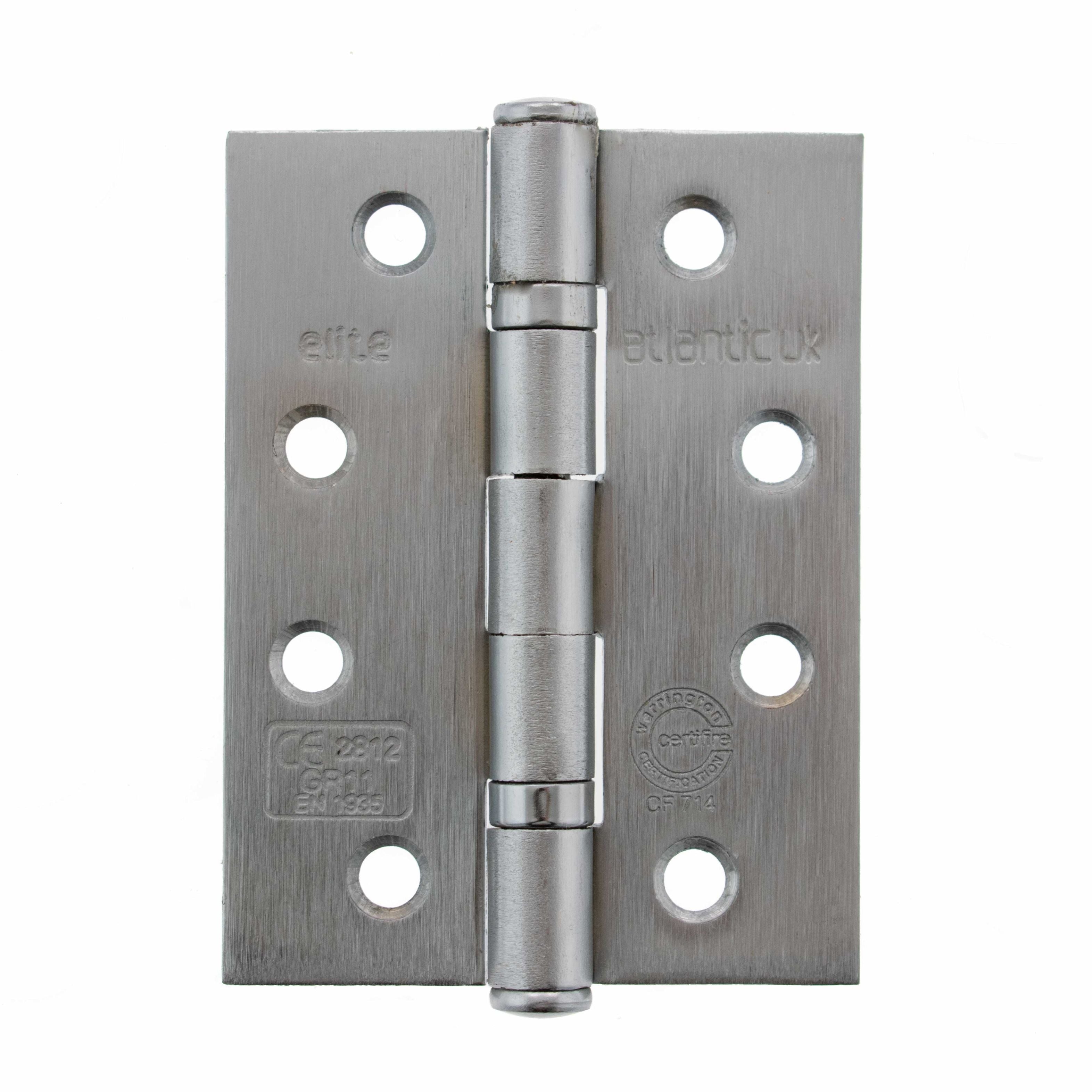 Atlantic Ball Bearing Hinges Grade 11 Fire Rated 4" x 3" x 2.5mm - Satin Stainless Steel