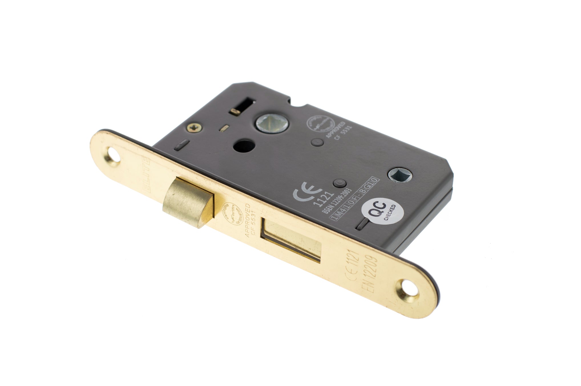 Atlantic Radius Corner Bathroom Lock [CE] 2.5" - Polished Brass