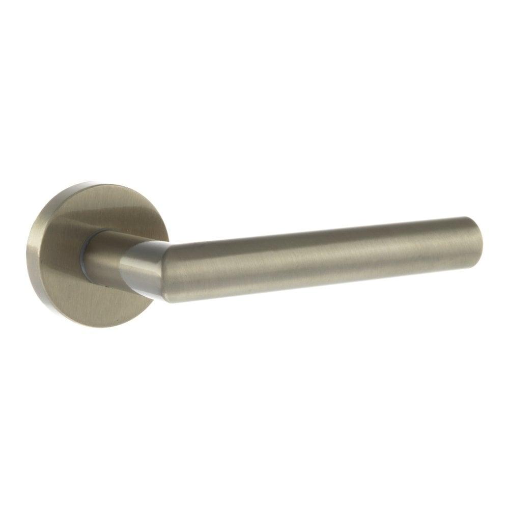 Forme Elle Designer Lever on Minimal Round Rose - Satin Nickel