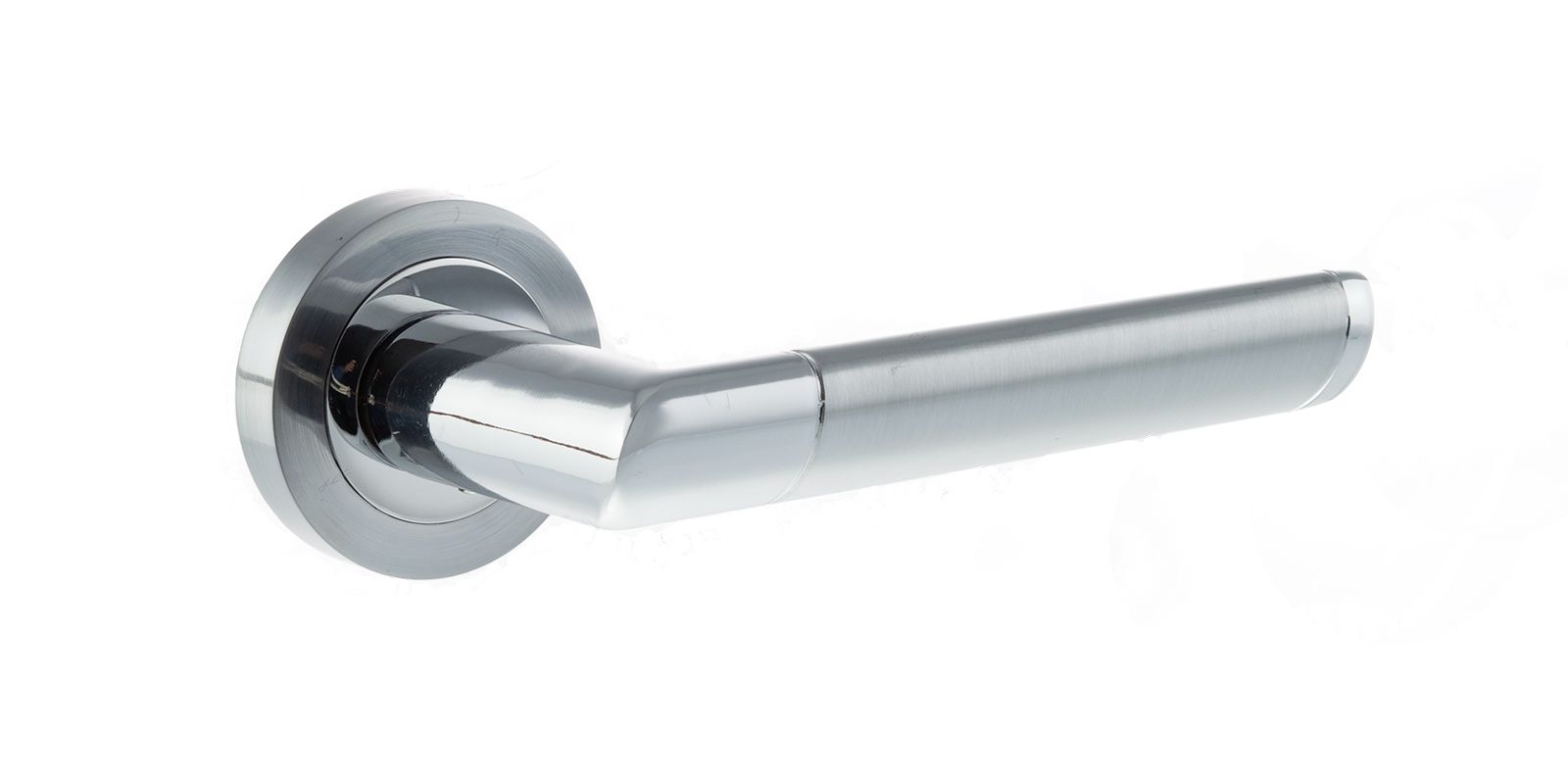 Mediterranean Santorini Lever on Round Rose - Satin Chrome/Polished Chrome