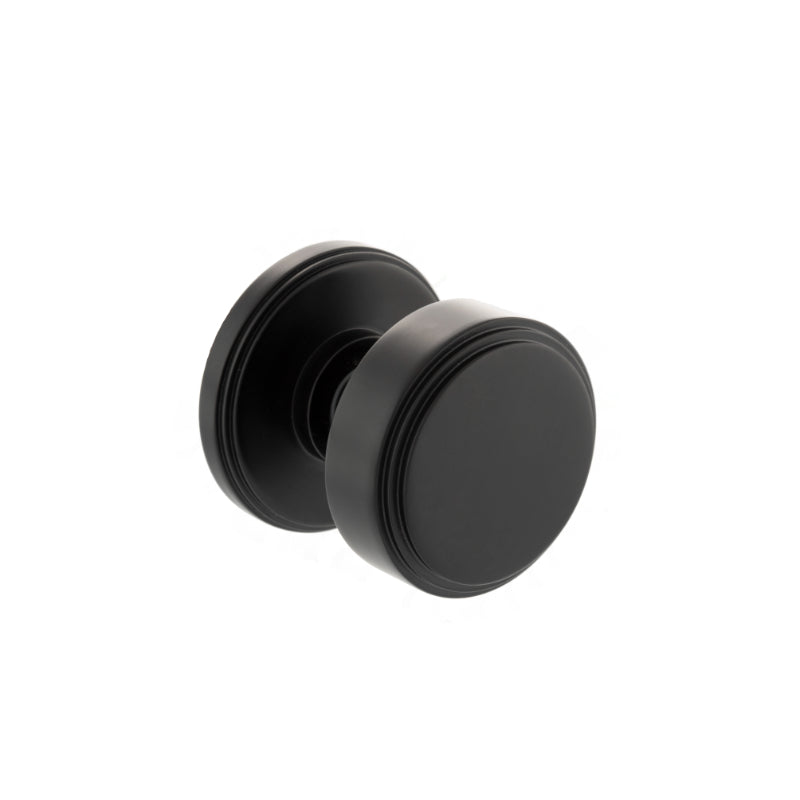 Atlantic Millhouse Brass Boulton Solid Brass Stepped Mortice Knob on Concealed Fix Rose - Matt Black