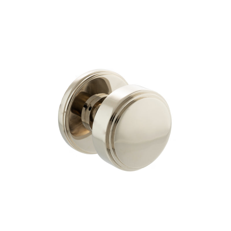 Atlantic Millhouse Brass Boulton Solid Brass Stepped Mortice Knob on Concealed Fix Rose - Polished Nickel