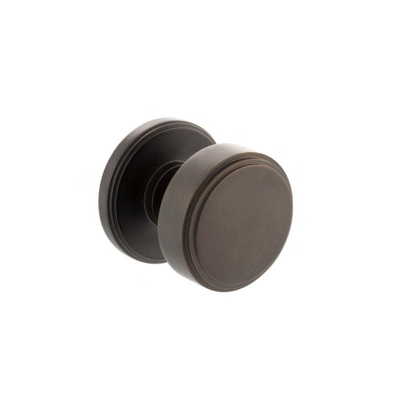 Atlantic Millhouse Brass Boulton Solid Brass Stepped Mortice Knob on Concealed Fix Rose - Urban Dark Bronze