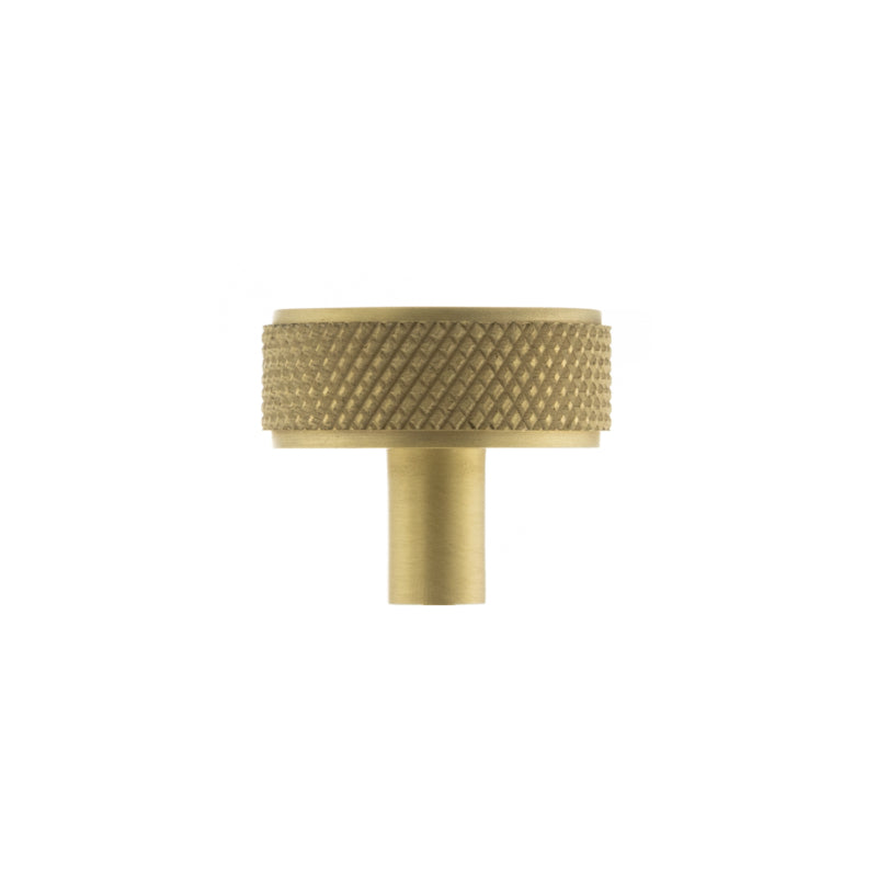 Atlantic Millhouse Brass Hargreaves Disc Knurled Cabinet Knob on Concealed Fix - Satin Brass