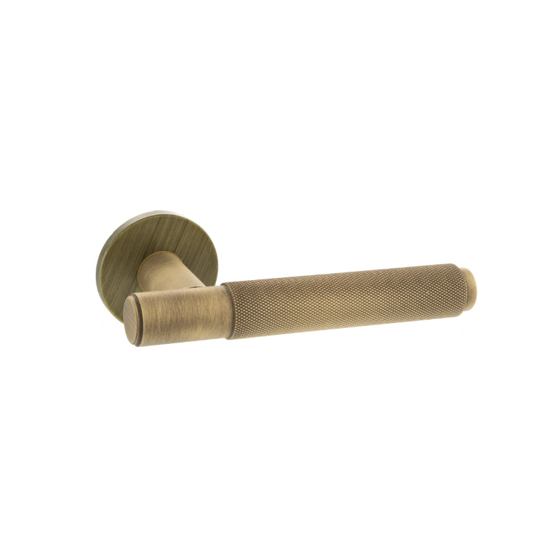 Atlantic Millhouse Brass Crompton Designer Lever on 5mm Slimline Round Rose - Yester Bronze