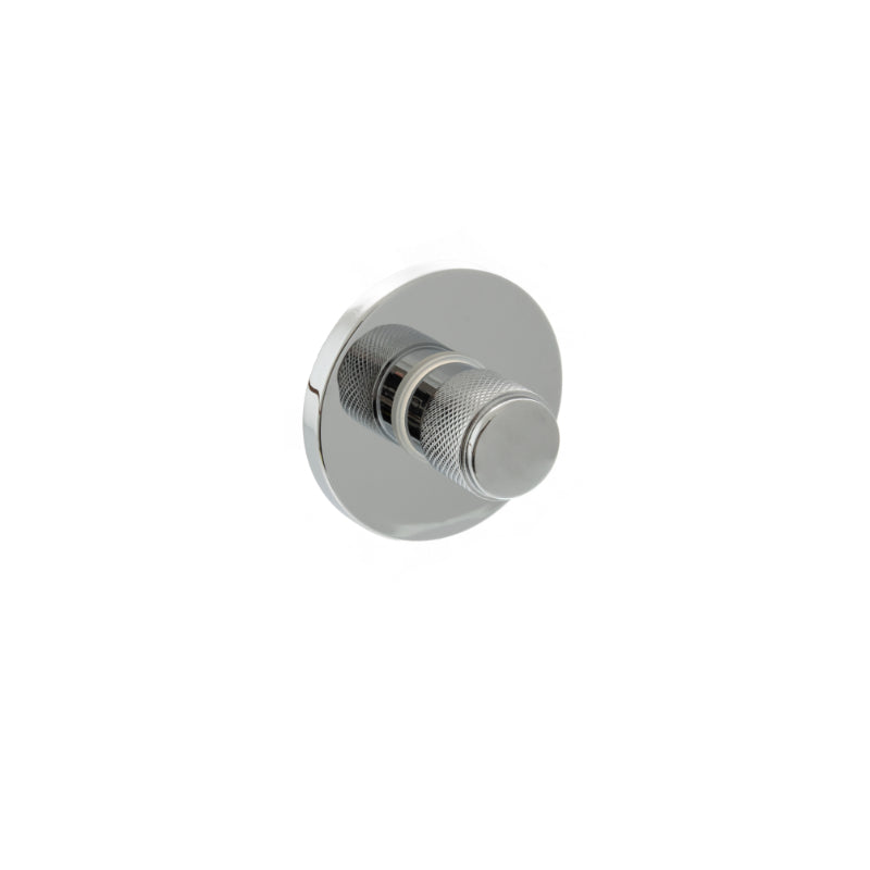 Atlantic Millhouse Brass Knurled WC Turn and Release on 5mm Slimline Round Rose - Polished Chrome