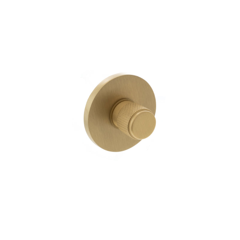 Atlantic Millhouse Brass Knurled WC Turn and Release on 5mm Slimline Round Rose - Satin Brass