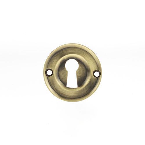 Old English Solid Brass Open Key Hole Escutcheon - Antique Brass