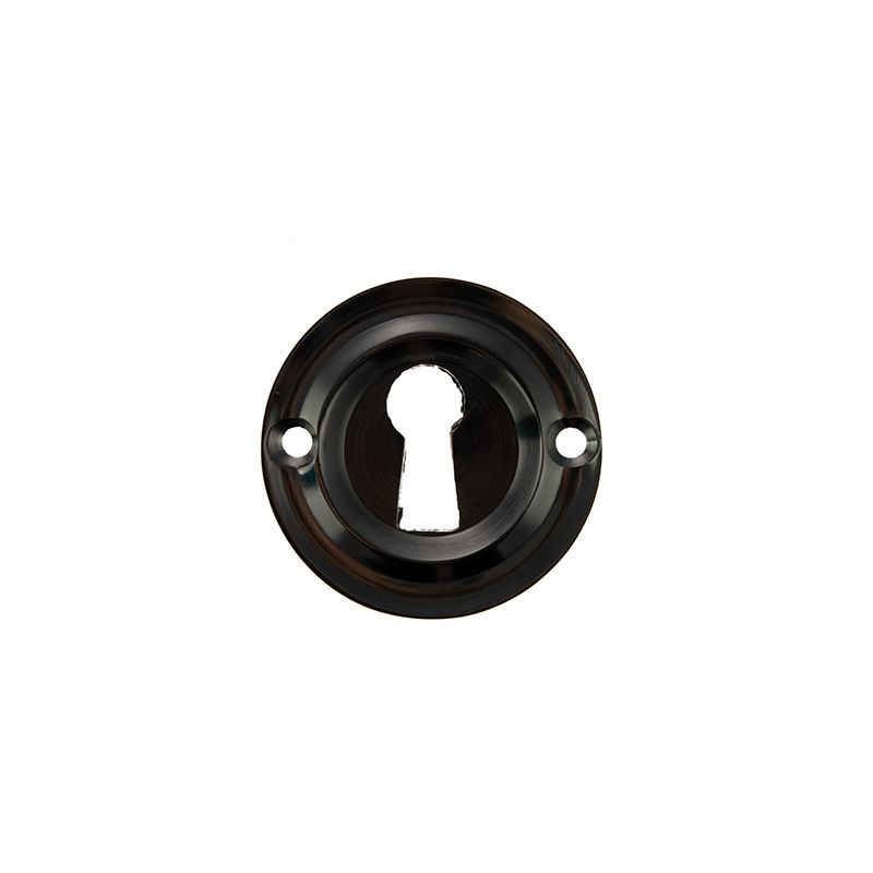 Old English Solid Brass Open Key Hole Escutcheon - Black Nickel