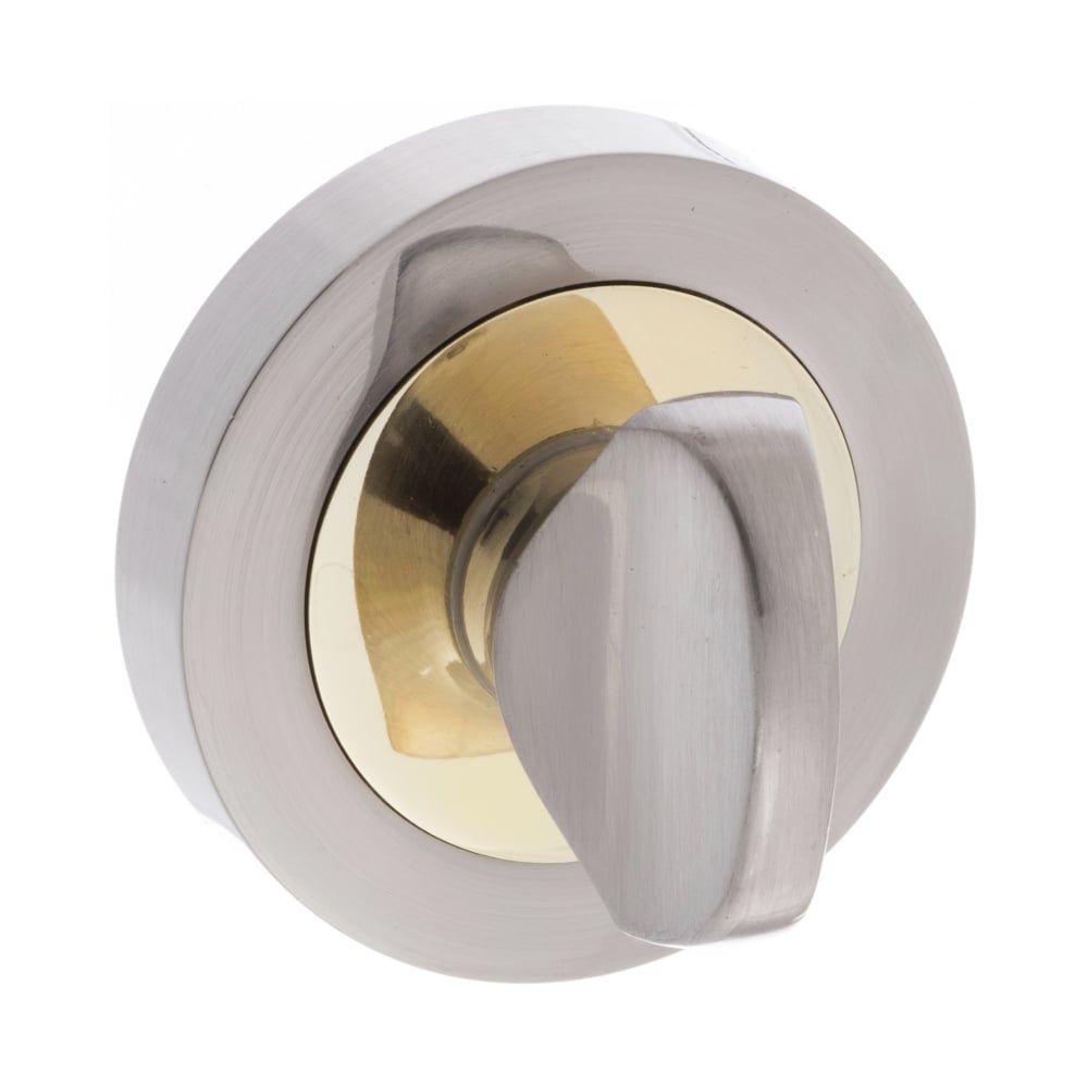 STATUS WC Turn and Release on Round Rose - Satin Nickel/Polished Brass