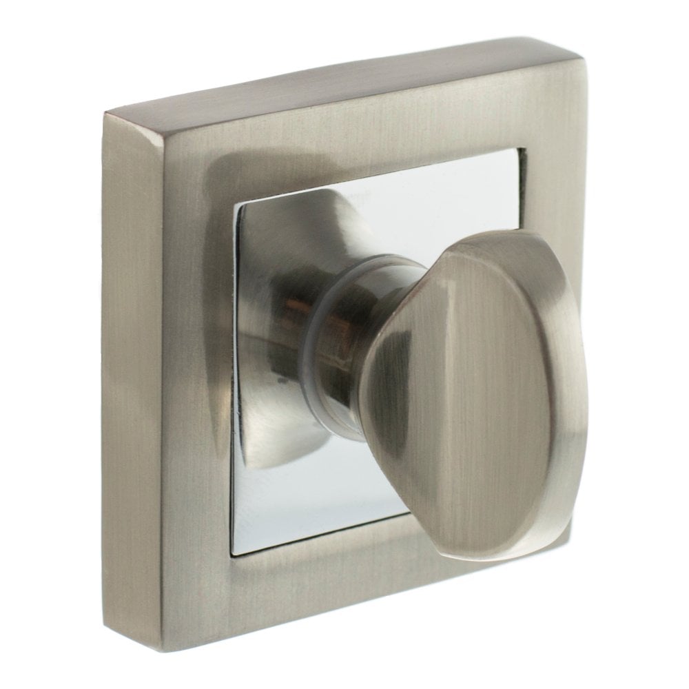 STATUS WC Turn and Release on S4 Square Rose - Satin Nickel/Polished Chrome