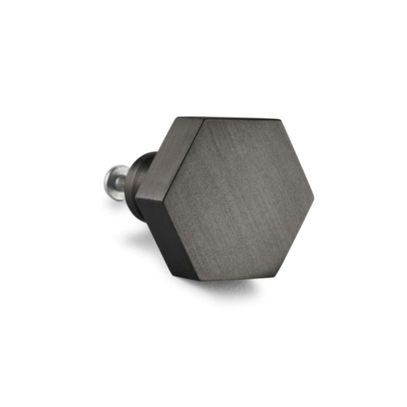Hexagonal Cupboard Knob Gun metal grey
