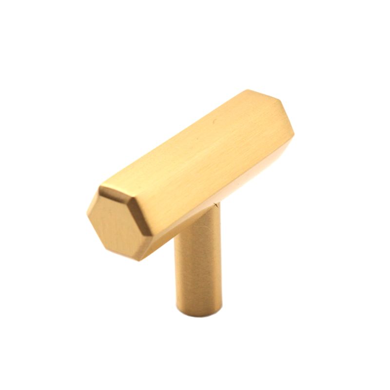 Hexagonal T bar Cupboard Pull Satin Brass