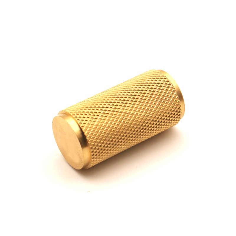 Knurled Cylinder Cupboard Pull Satin Brass