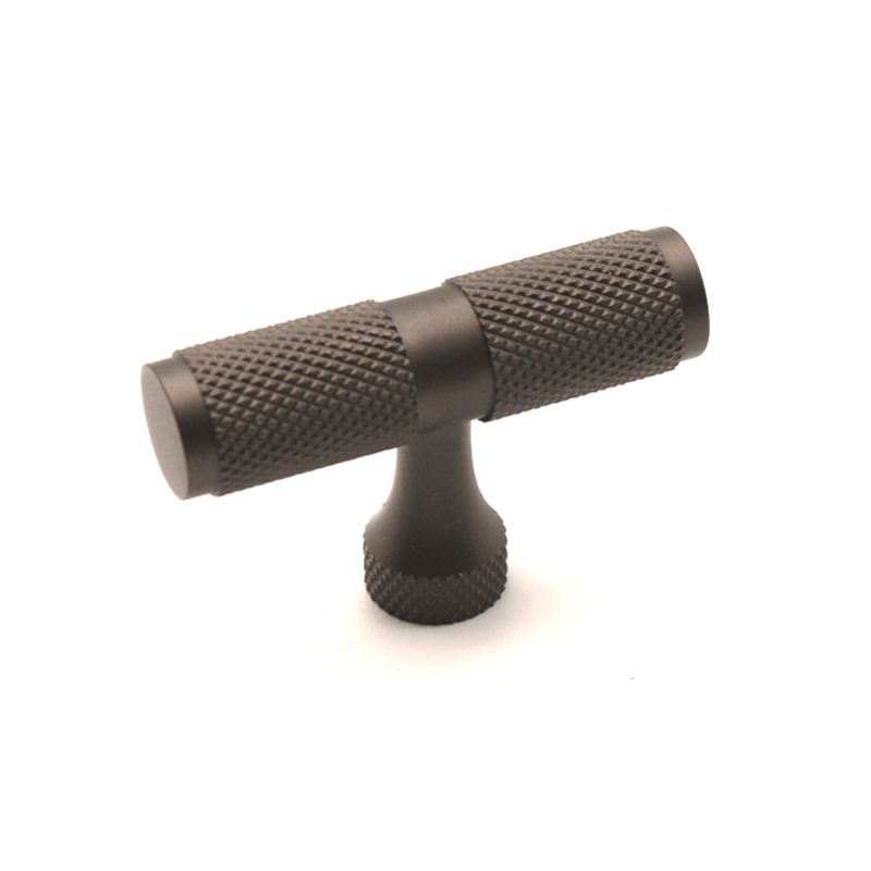 Knurled T bar Cupboard Pull Gun metal grey