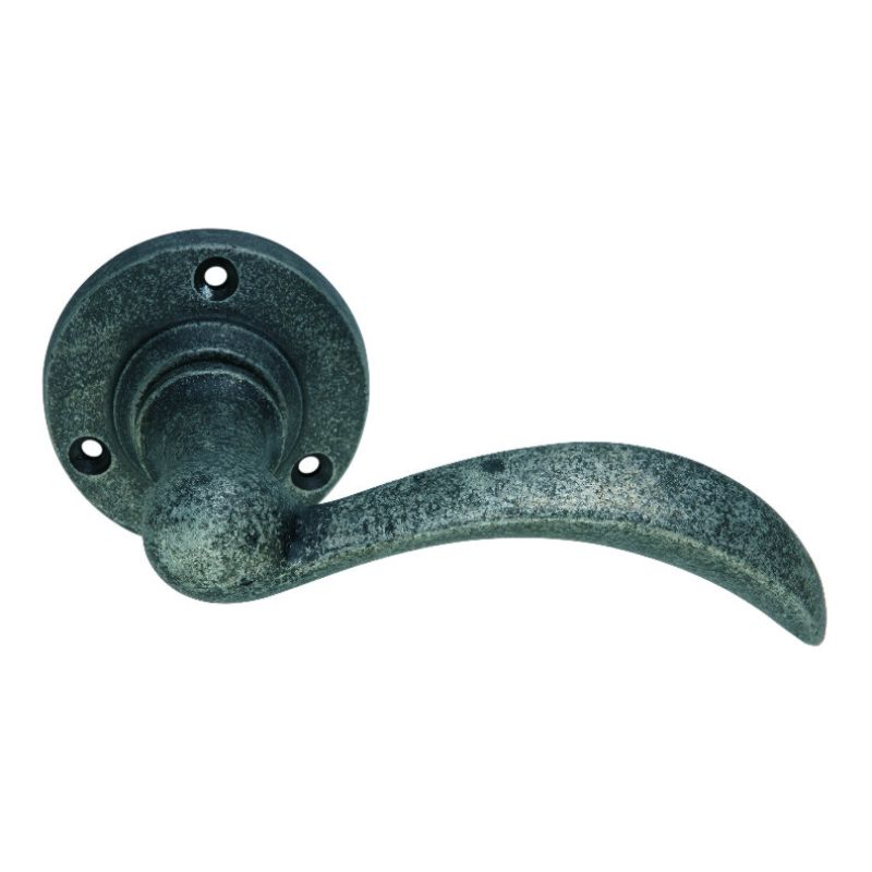Curved Lever on Round Rose Pewter
