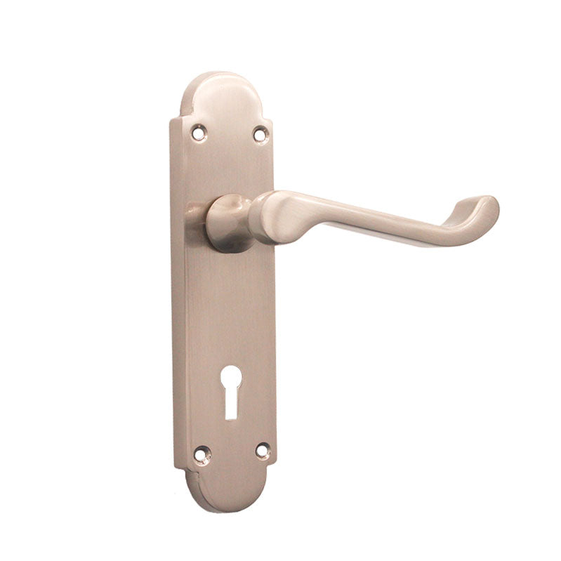 Oakley Lock Lever Handle Satin Nickel