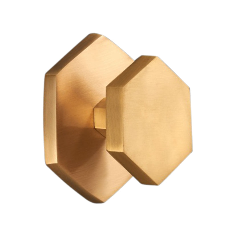 Hexagonal Centre Door Knob Satin Brass