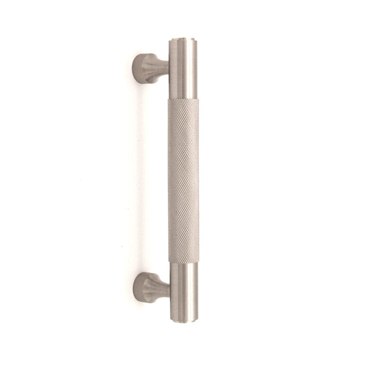 Knurled Bar Handles Medium Satin Silver