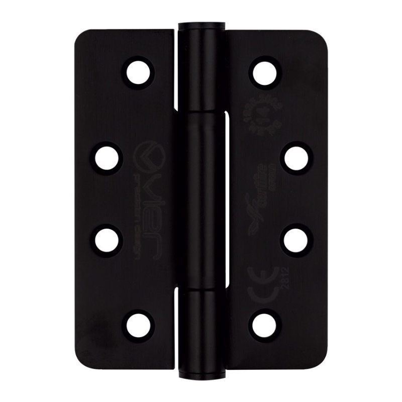 Grade 14 Concealed Bearing Hinge Radius - 102 x 76 x 3mm - Powder Coated Black-Powder Coat Black