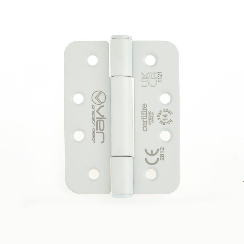 Grade 14 Concealed Bearing Hinge Radius - 102 x 76 x 3mm - Powder Coated White-Powder Coat White