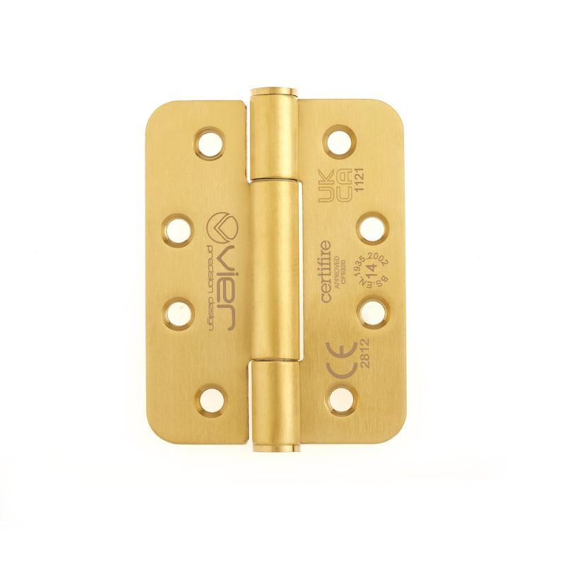 Grade 14 Concealed Bearing Hinge Radius - 102 x 76 x 3mm - PVD Satin Brass-PVD Satin Brass