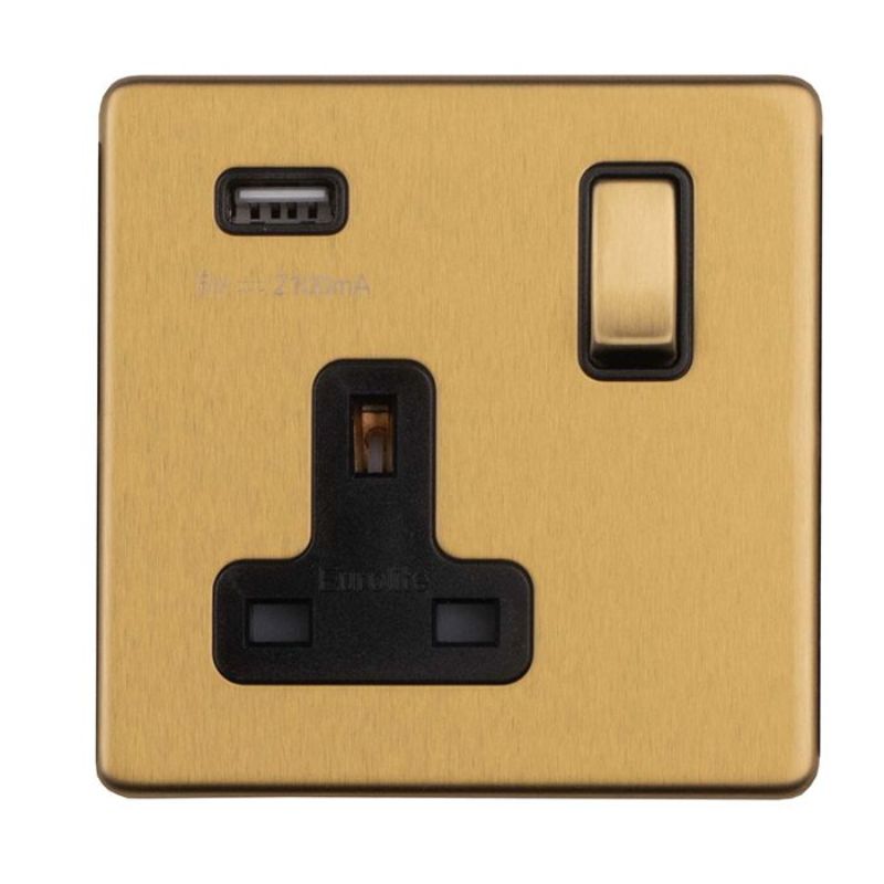 Carlisle Brass 1 Gang Switched Socket With USB