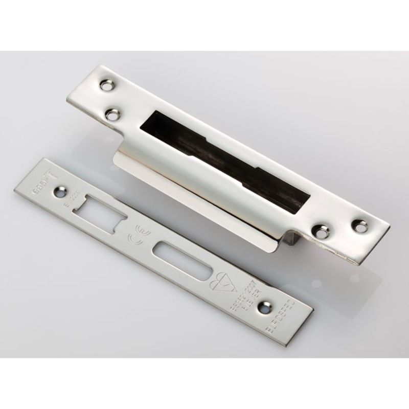 Carlisle Brass Easi T Forend Strike & FIxing Pack To Suit BS 5 Lever Sashlock-Bright Stainless Steel-Square Forend