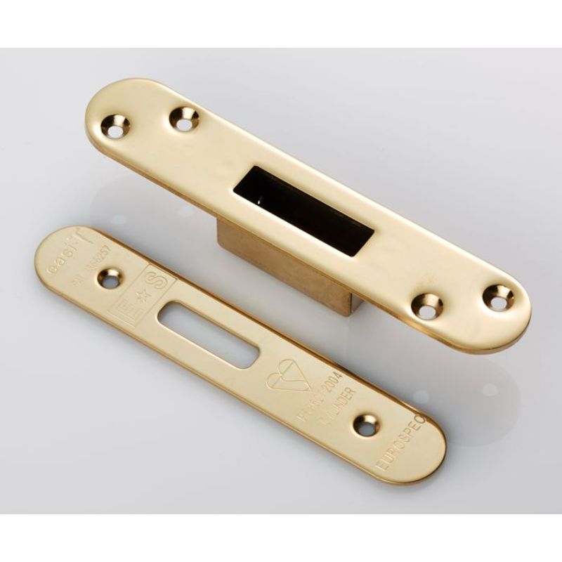 Carlisle Brass Easi T Forend Strike & Fixing Pack To Suit Euro Profile BS Cylinder Deadlock-PVD-Radius Forend