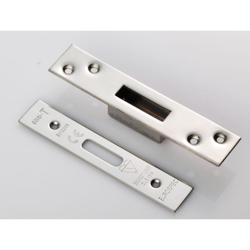 Carlisle Brass Easi T Forend Strikes & Fixing Pack To Suit BS 5 Lever Deadlock-Bright Stainless Steel-Square Forend