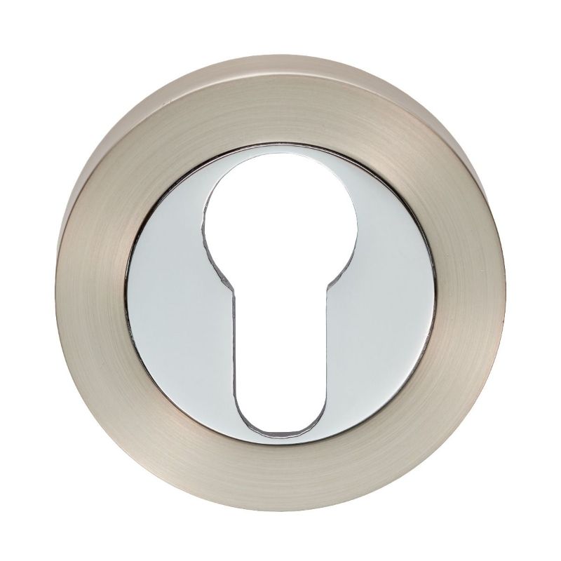 Carlisle Brass Escutcheon - Euro Profile On Concealed Fix Round Rose Satin Nickel/Polished Chrome