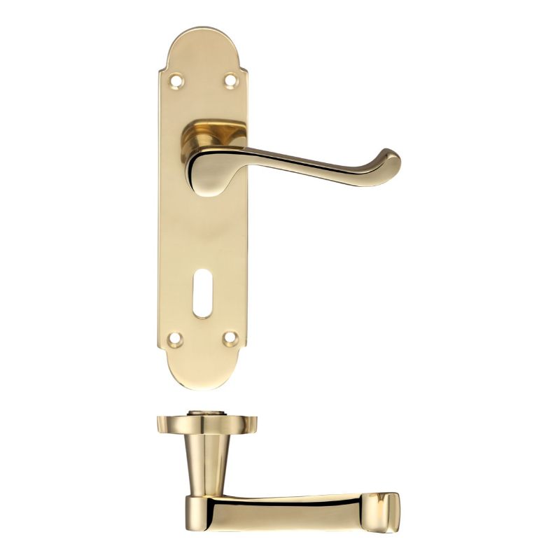 Oxford Lever Lock (57mm c/c) Furniture 170 x 42mm-Polished Brass