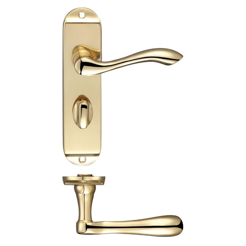 Arundel Lever Bathroom (57mm c/c) Furniture - Short Plate 175 x 42mm-Polished Brass