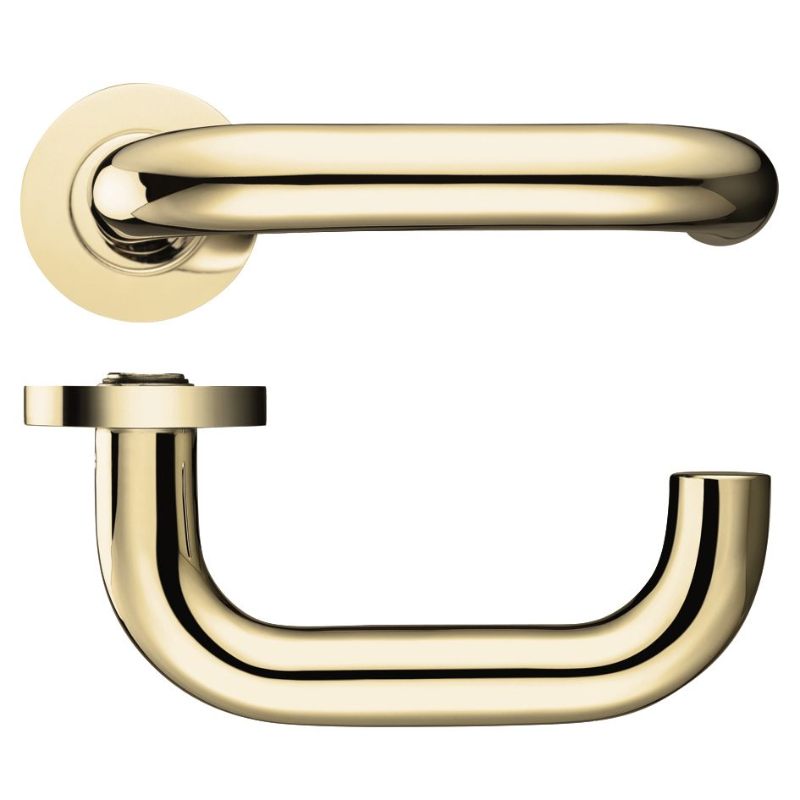 19mm Return to Door Lever on Round Rose-Polished Brass