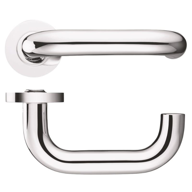 19mm Return to Door Lever on Round Rose-Polished Chrome
