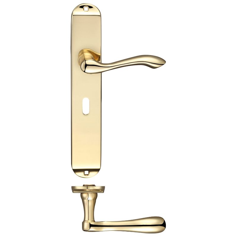 Arundel Lever Lock (57mm c/c) Furniture - Long Plate 245 x 42mm-Polished Brass