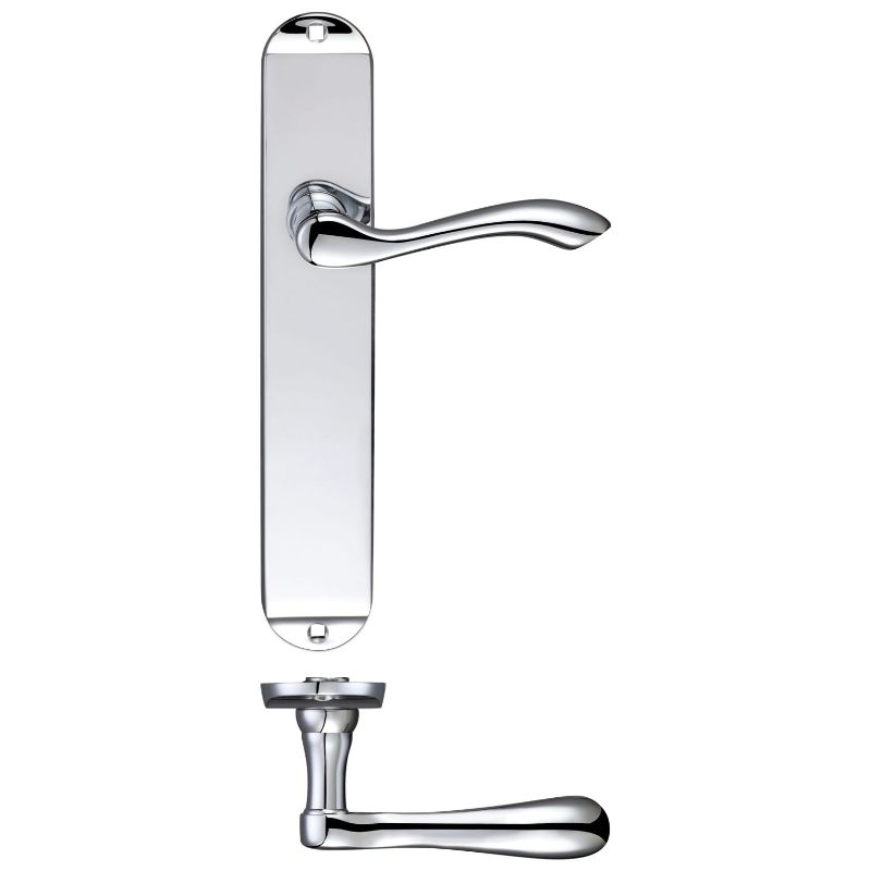 Arundel Lever Latch Furniture - Long Plate 245 x 42mm-Polished Chrome