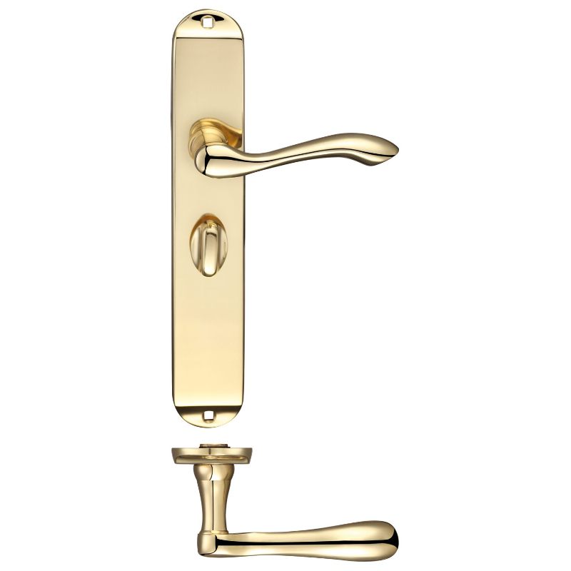 Arundel Lever Bathroom (57mm c/c) Furniture - Long Plate 245 x 42mm-Polished Brass