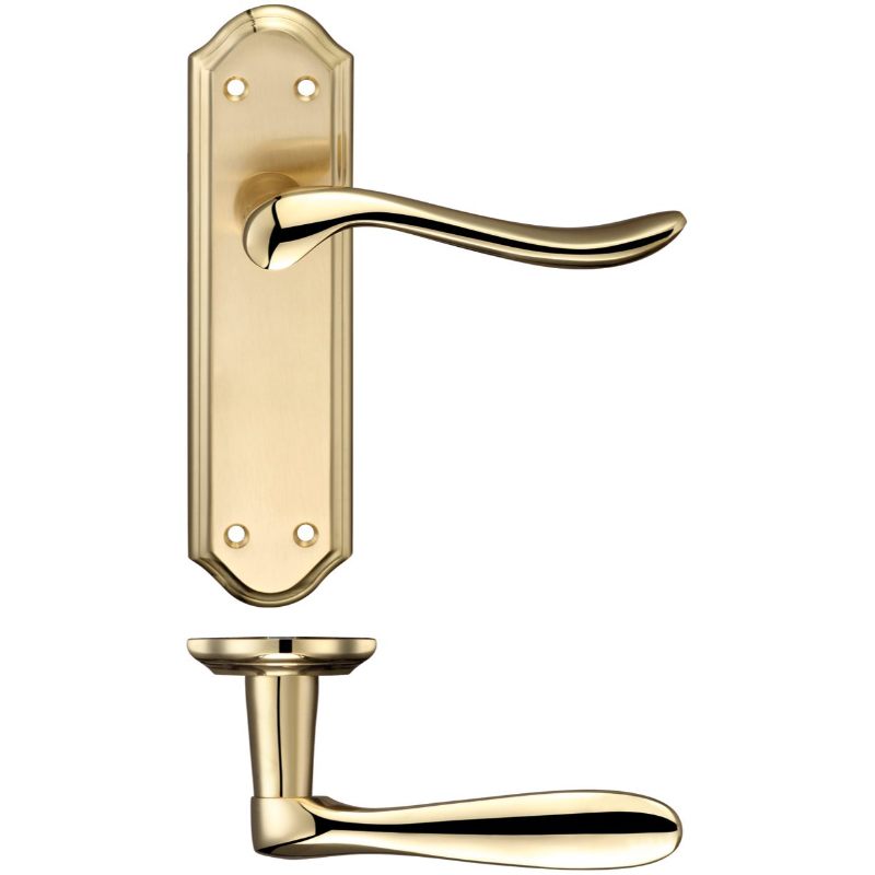 Lincoln Lever Latch Furniture 180 x 48mm-Satin Brass / Polished Brass