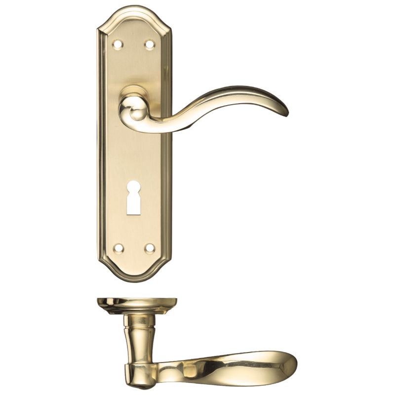 Winchester Lever Lock (57mm c/c) Furniture 180 x 48mm-Satin Brass / Polished Brass