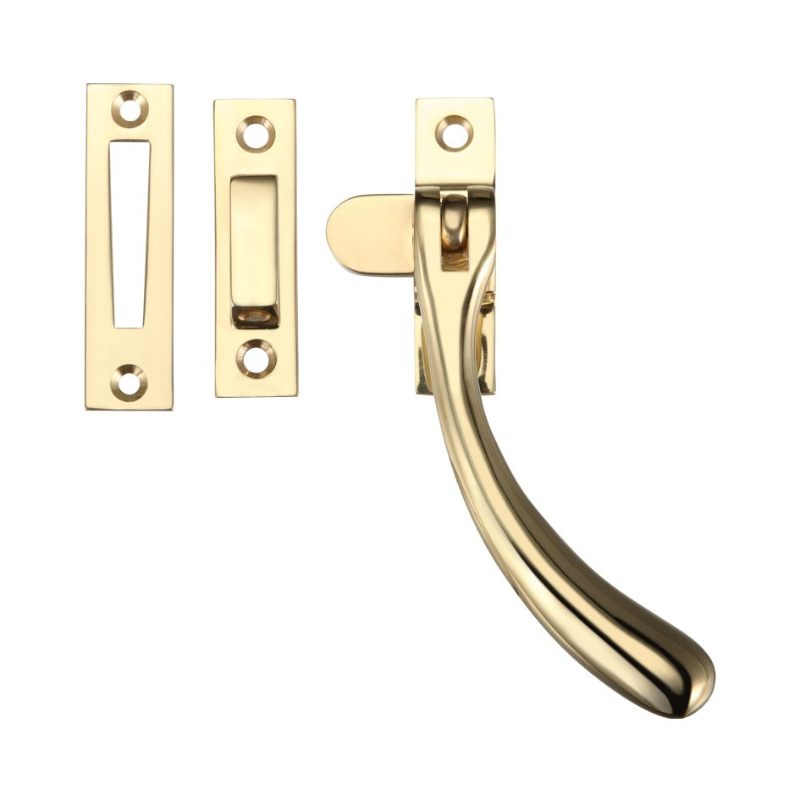 Bulb End Casement Fastener - Offset Version-Polished Brass