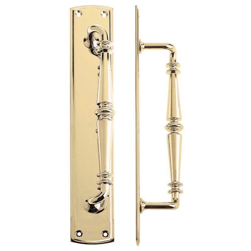 Pull Handle on Backplate-Polished Brass