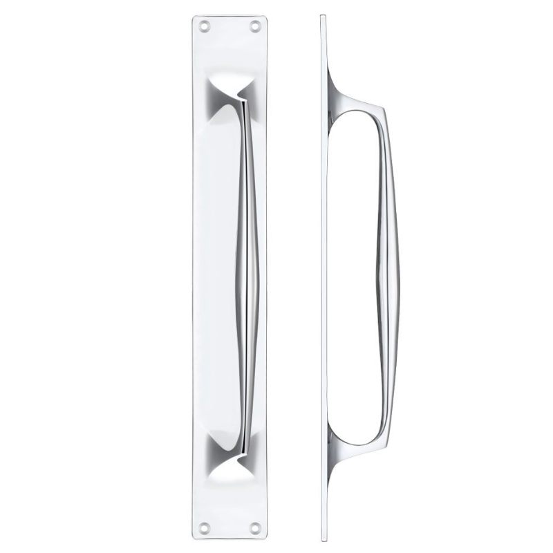 Cast Brass Pull Handle with Backplate - 425 x 60mm-Polished Chrome