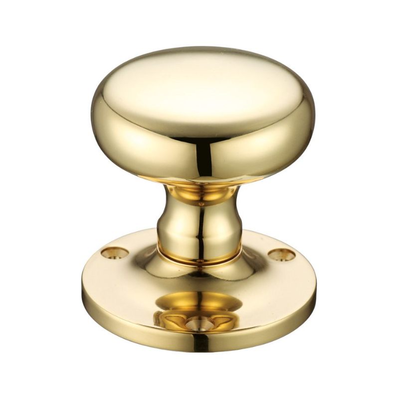 Mushroom Mortice Knob Furniture 62.5mm Rose dia.-Polished Brass