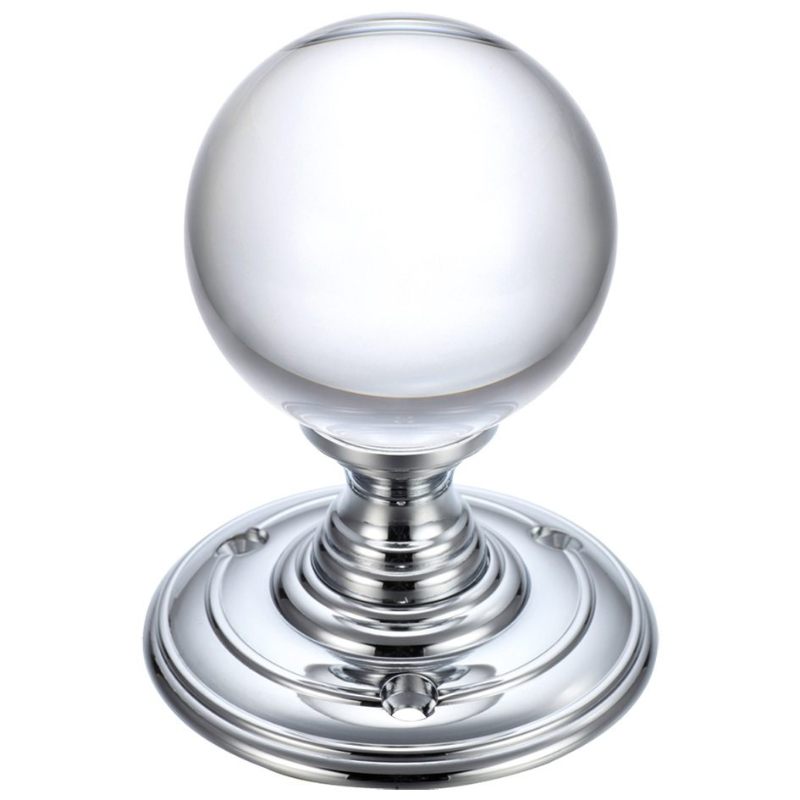 Glass Ball Mortice Knob - Plain 55mm-Polished Chrome