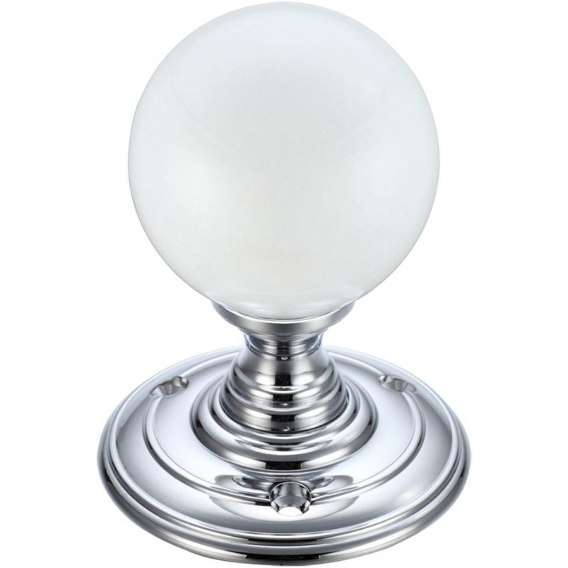 Glass Ball Mortice Knob - Frosted 55mm-Polished Chrome