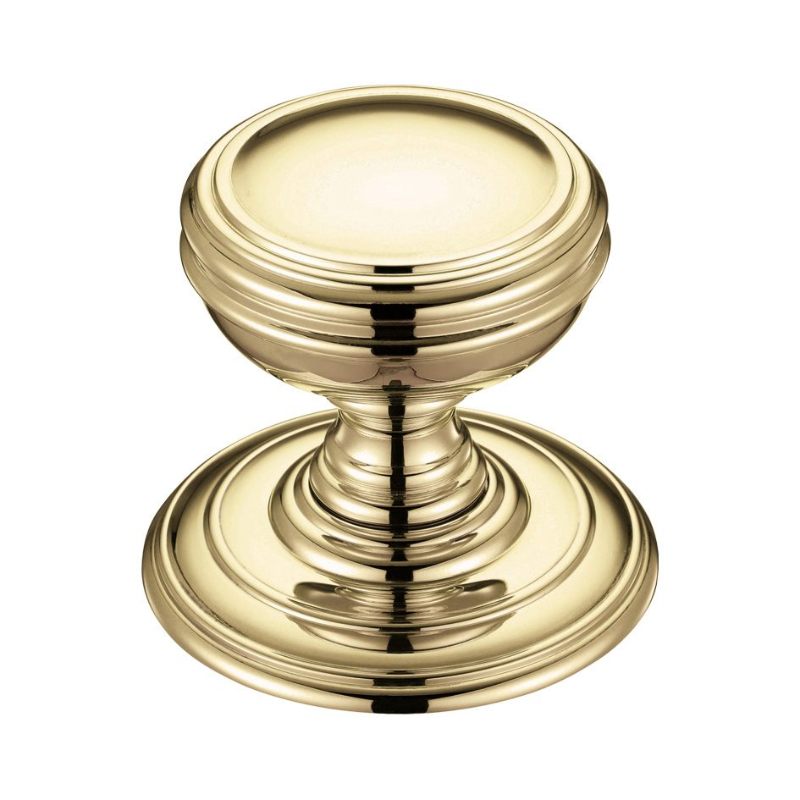 Mortice Knob on Round Rose - Concealed Fix-Polished Brass